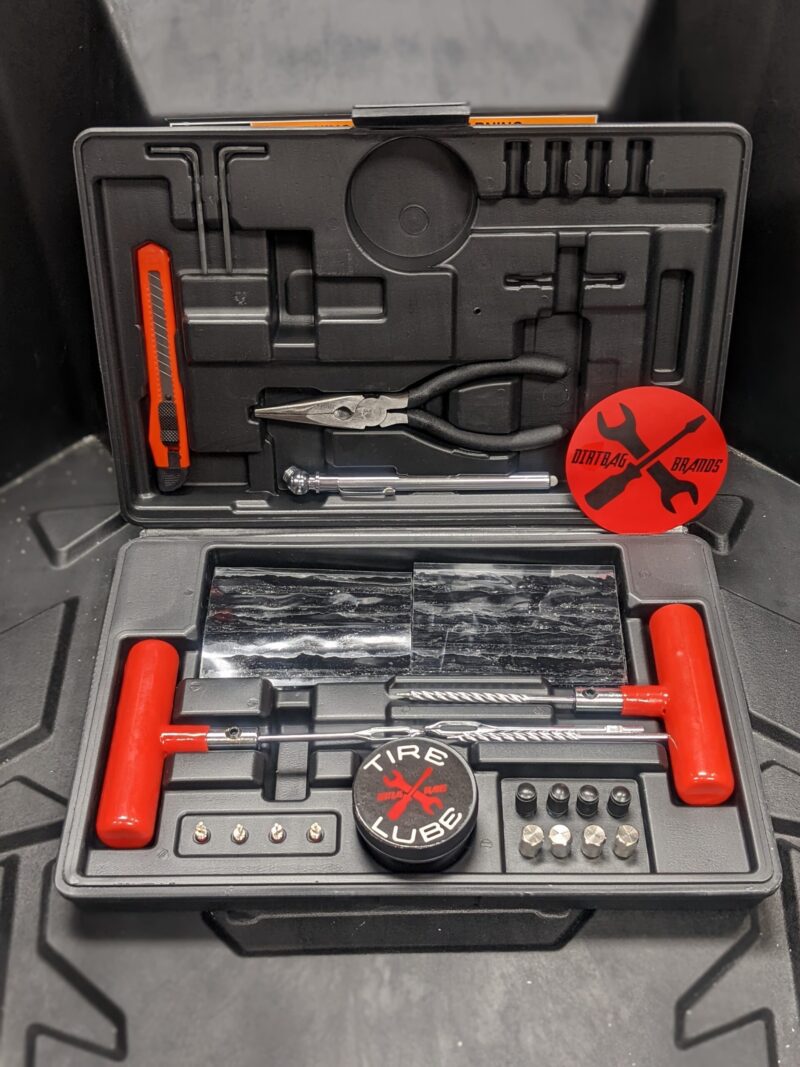 open view of deluxe tubeless utv tire repair kit