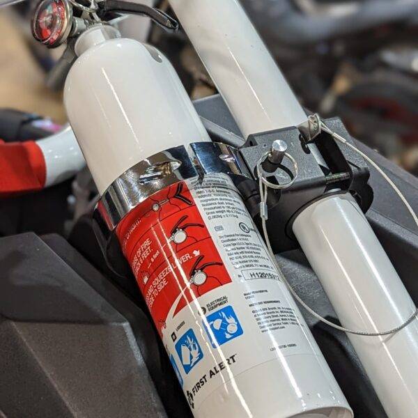 utv fire extinguisher mounted on kawasaki krx