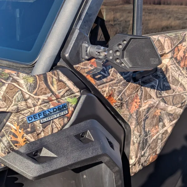 Can-am Defender side mirror with Dirtbag Brands mirror