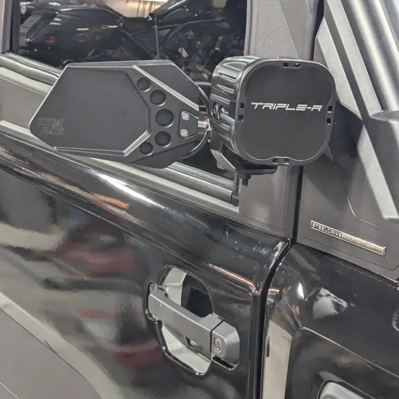 Ranger 1500 XD side mirror with Dirtbag brands mirror with optional pod light mount