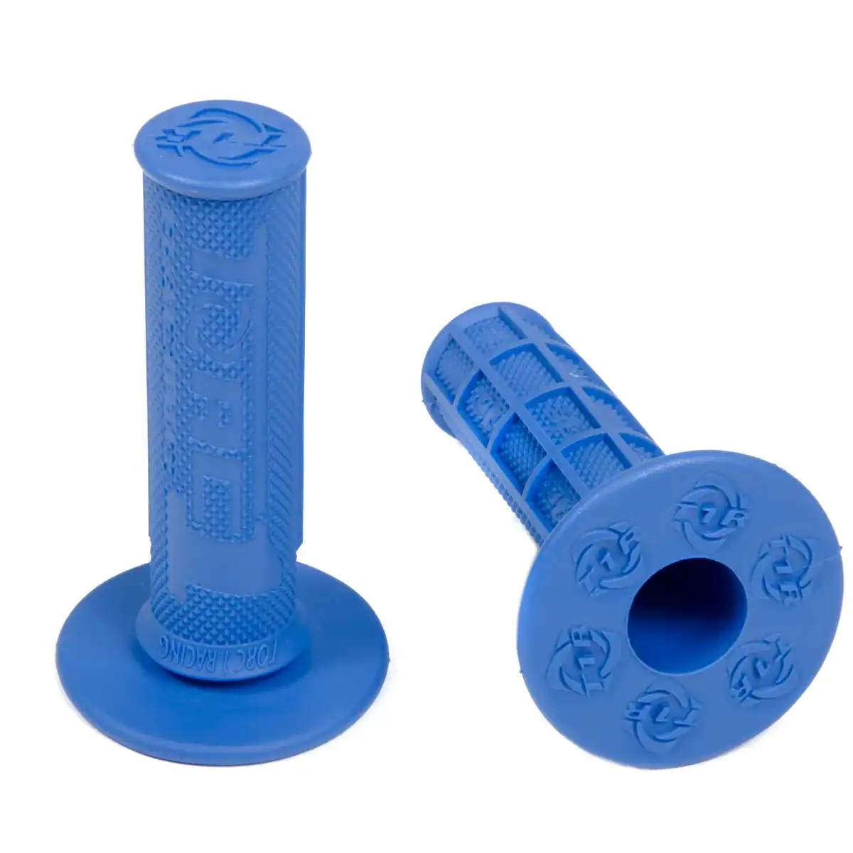 Torc1 half waffle dirt bike grips MX glue-on blue