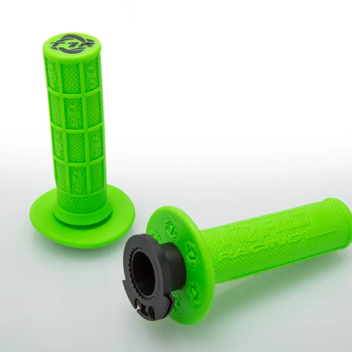 Torc1 half waffle dirt bike grips MX lock-on green