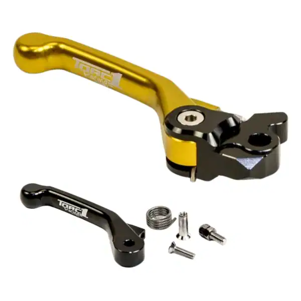 Suzuki RMZ front brake lever yellow Torc1 Vengeance Flex with backup blade