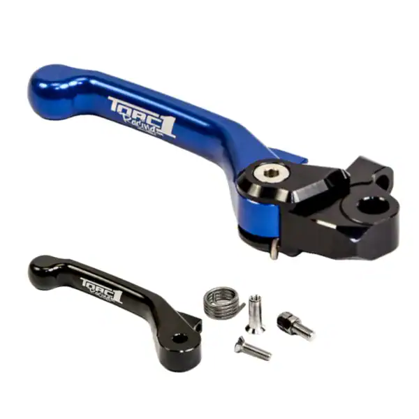 Yamaha YZ front brake lever blue Torc1 Vengeance Flex with backup blade