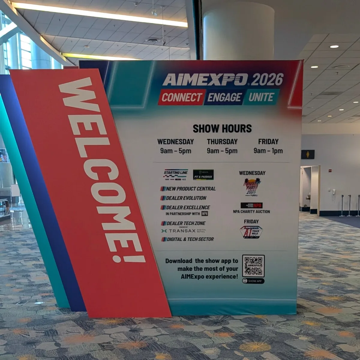 Welcome sign for AIM expo
